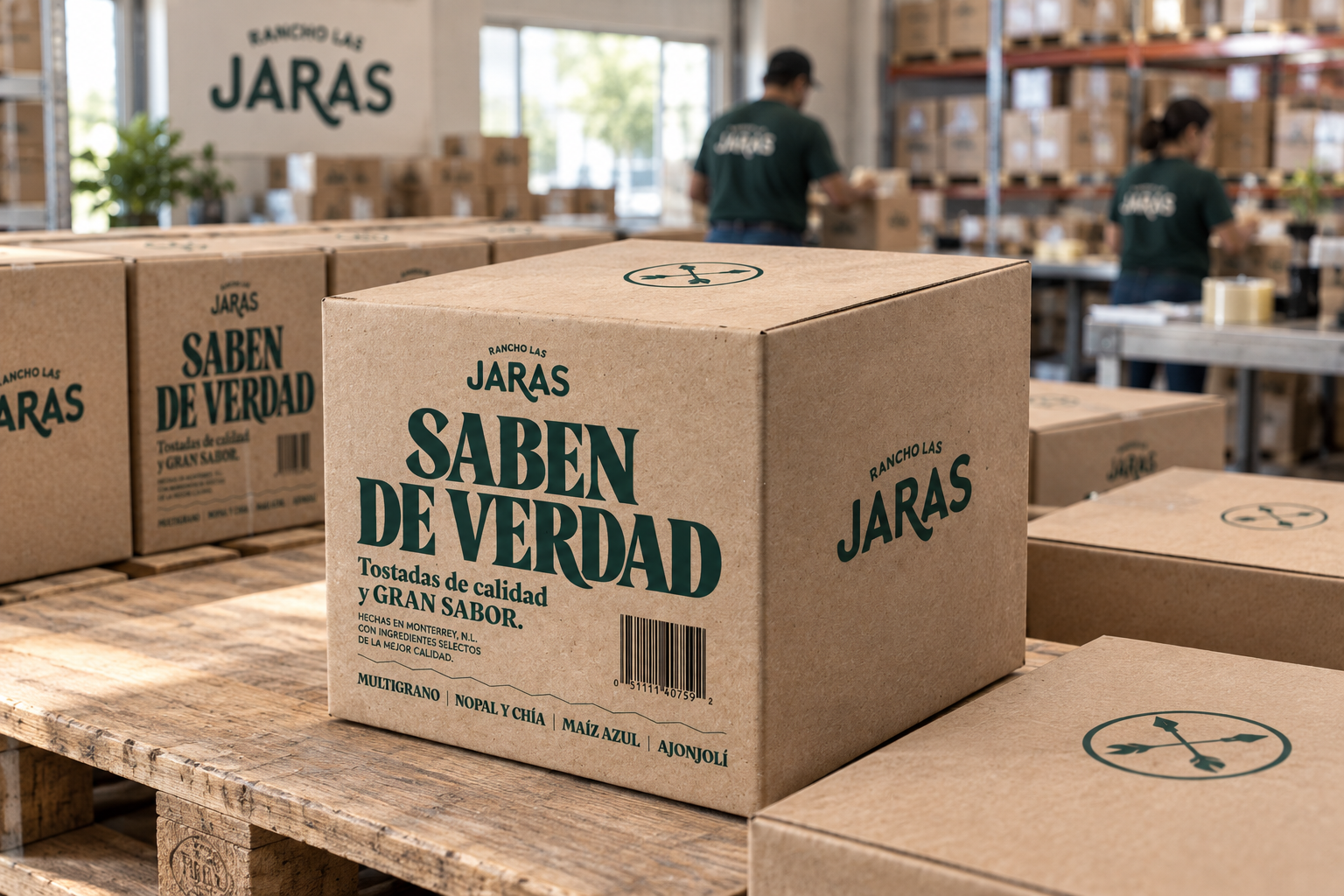 Cajas de producto listas para envío desde el almacén
